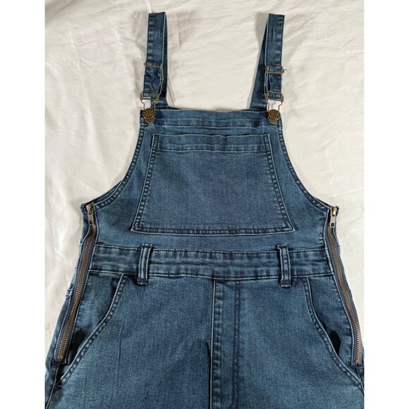 SHOW ME YOUR MUMU Berkeley Bell Overalls Frayed Hem in Dark Rainstorm - Picture 8 of 16